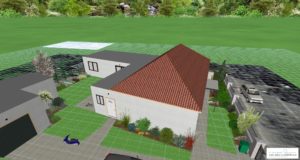 Perspektiva z 3d vizualizace řešení malé zahrádky